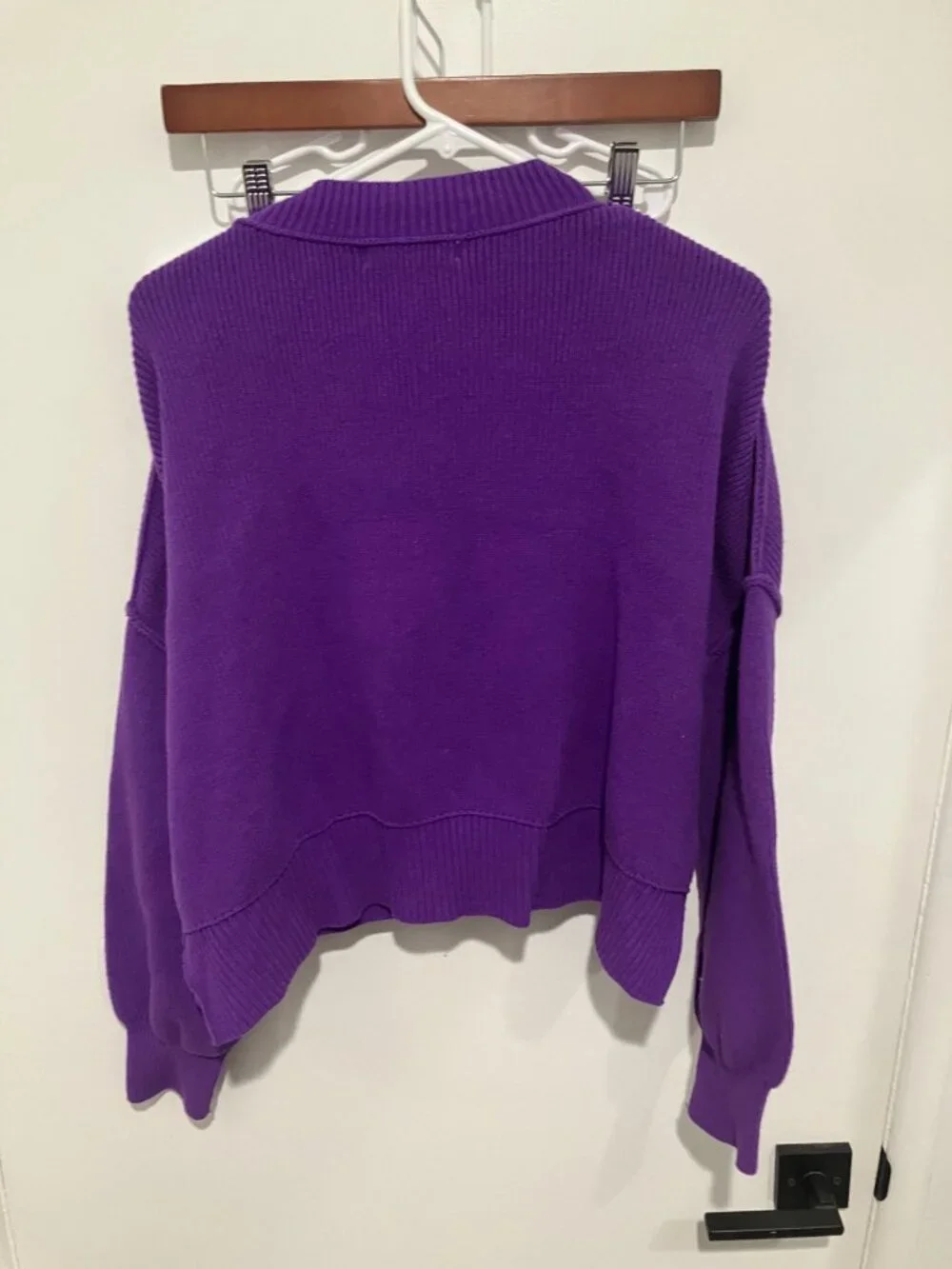 Elodie Vibrant Purple Orchid Slouchy Knit Crop Pullover Sweater Medium